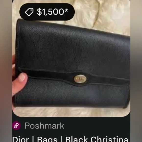 Authentic  vintage Dior Black Leather shoulder bag with Gold Accents make offer - Picture 5 of 17